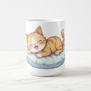 Caneca De Café Gato Feliz Sonhando em uma Almofada Aconchegante