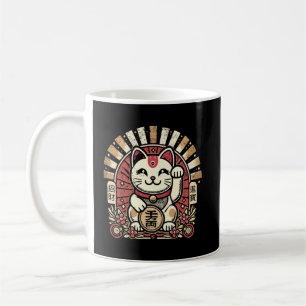 Caneca De Café Gato Feliz Vintage Maneki Neko Lucky, Dinheiro De