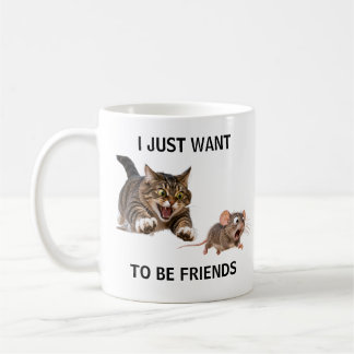 Caneca De Café Gato Feroz Persegue Rato Apavorado