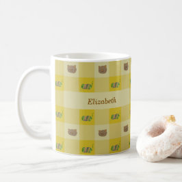 Caneca De Café Gato & Fio Personalizar Nome