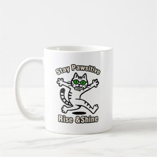 Caneca De Café Gato Fique Positivo