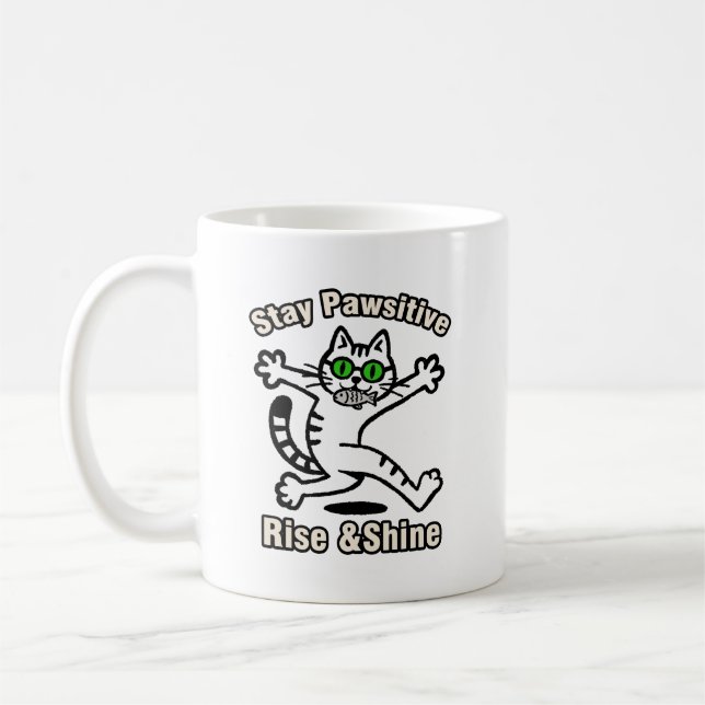 Caneca De Café Gato Fique Positivo (Esquerda)