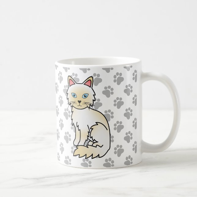Caneca De Café Gato Fofo Birman / Ragdoll Cream Point & Patas (Direita)