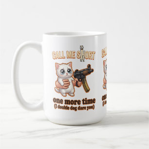 Caneca De Café Gato Fofo Com Arma Meme Curto Engraçado
