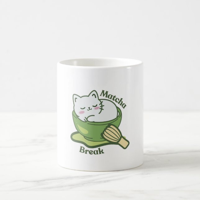 Caneca De Café Gato fofo com bebida de matcha (Centro)