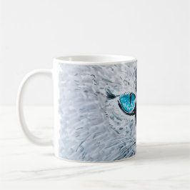 Caneca De Café Gato Fofo de Olhos Azuis