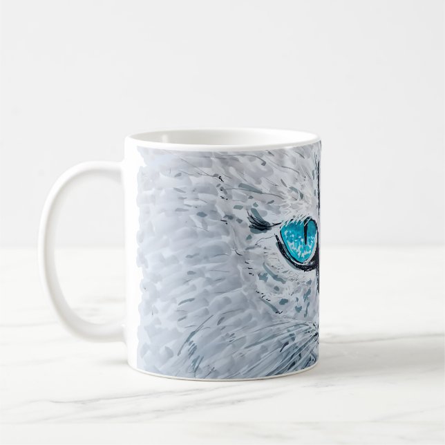 Caneca De Café Gato Fofo de Olhos Azuis (Esquerda)