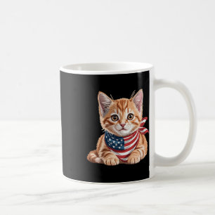 Caneca De Café Gato Fofo de Verão Sinalizador Norte-Americano Dia