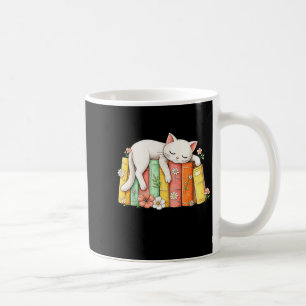 Caneca De Café Gato fofo e adorável dormindo e livros leitores ac