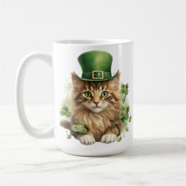 CANECA DE CAFÉ GATO FOFO E FOFINHO VESTIDO PARA O DIA DE SÃO PATR