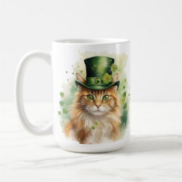 CANECA DE CAFÉ GATO FOFO E FOFLINHO VESTIDO PARA O DIA DE SÃO PAT