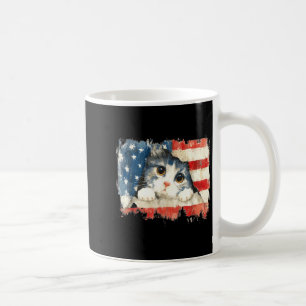 Caneca De Café Gato fofo_gatinho angustiado bandeira americana do
