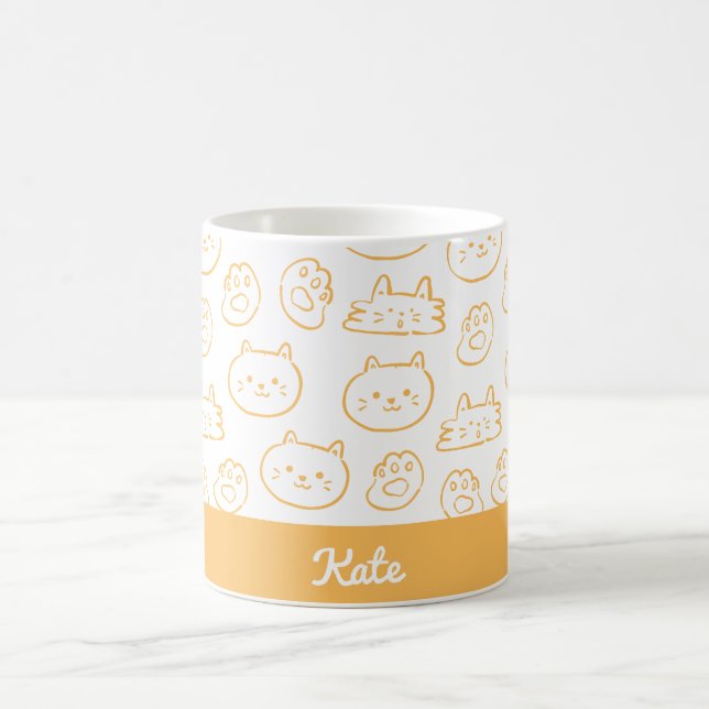Caneca De Café Gato fofo personalizado (Centro)