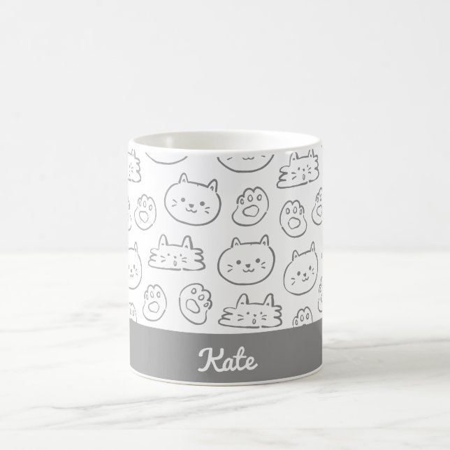 Caneca De Café Gato fofo personalizado (Centro)
