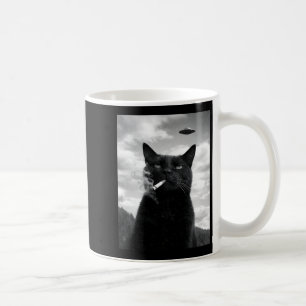 Caneca De Café Gato Fofo Ufo Meme Selfie Alien