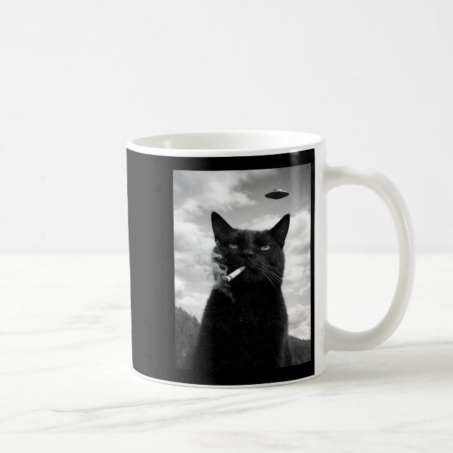 Caneca De Café Gato Fofo Ufo Meme Selfie Alien (Direita)