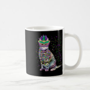 Caneca De Café Gato Fofo Usando Máscara de Carnaval Gato Amor Mar
