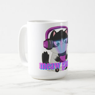 Caneca De Café Gato Gamer Meow Fofo - Gatinho Gamer Kawaii
