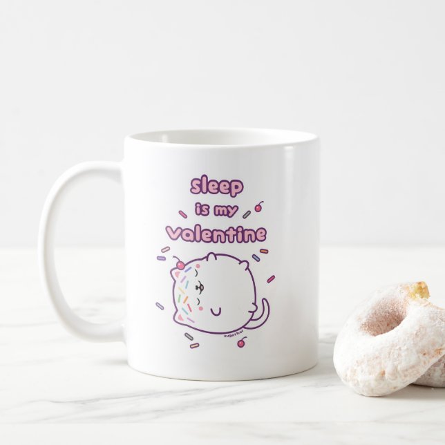 Caneca De Café Gato Gatinho Dia de os namorados Engraçado (Com Donut)