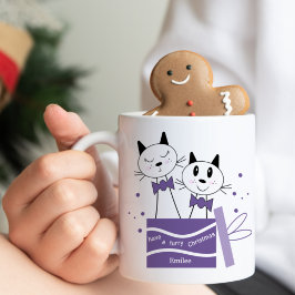 Caneca De Café Gato-Gato-Gato-Gato Apresenta Mug (Roxo)