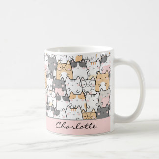 Caneca De Café Gato-Gato-Gato-Gato-Kawaii - Padrão Coffee Mug
