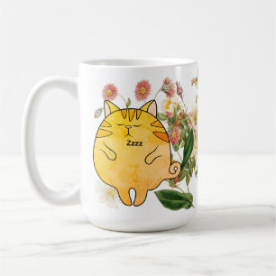 Caneca De Café Gato Gengibre Sonolento