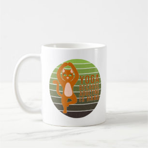 Caneca De Café Gato giro engraçado fazendo yoga. yoga design engr