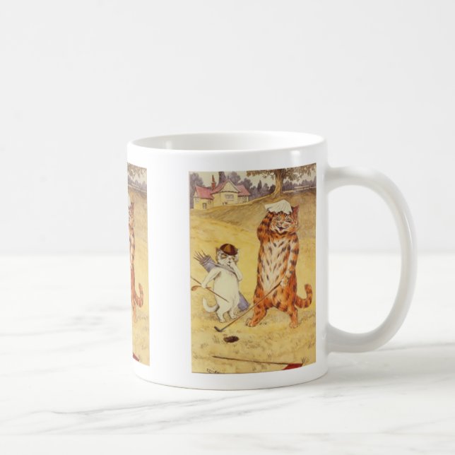 Caneca De Café Gato gordo que joga o golfe (Direita)