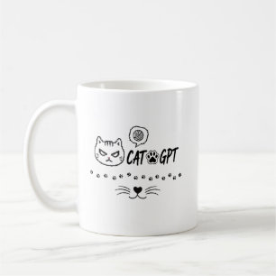 Caneca De Café Gato GPT AI Engraçado Pixel Gato / Citação de Tecn