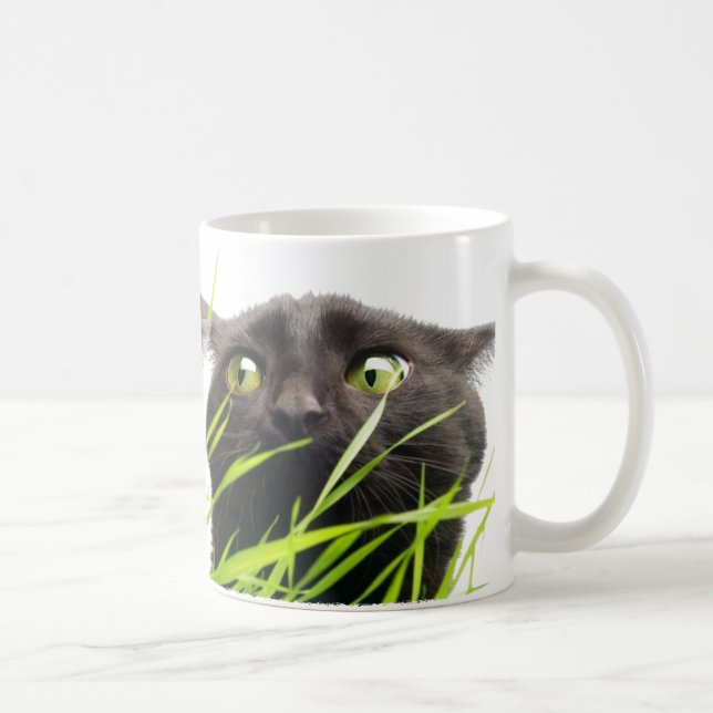 Caneca De Café Gato & grama (Direita)