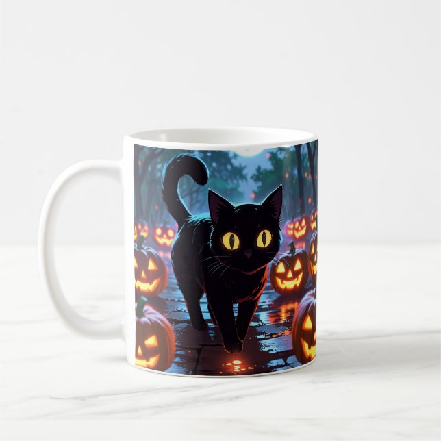 Caneca De Café Gato Halloween Mug - Anime Spooky Mug (Esquerda)