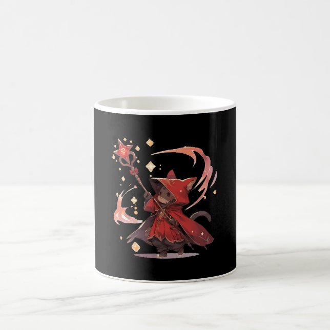 Caneca De Café Gato Herói Mago Vermelho Fofo (Centro)
