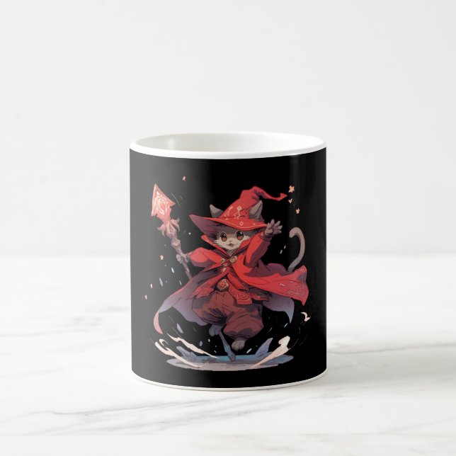 Caneca De Café Gato Herói Mago Vermelho Fofo (Centro)