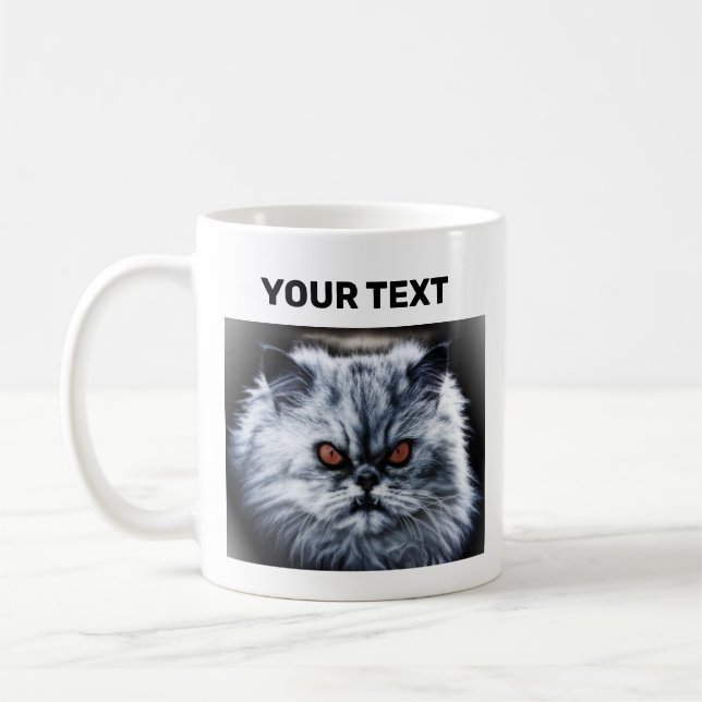 Caneca De Café Gato Irritado - Personalizável (Esquerda)