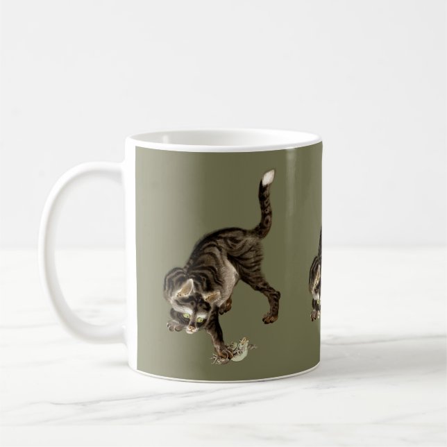 Caneca De Café Gato Japonês Captando um Sapo (Esquerda)