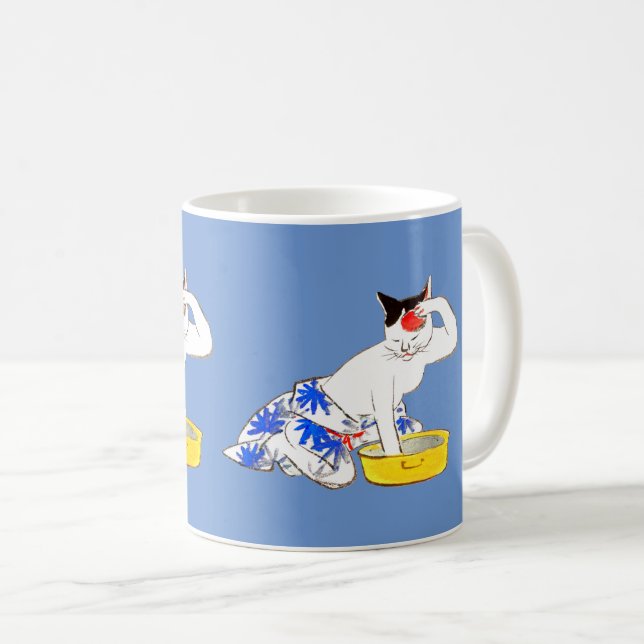 Caneca De Café Gato Japonês Humoroso - Balança I (Frente Esquerda)