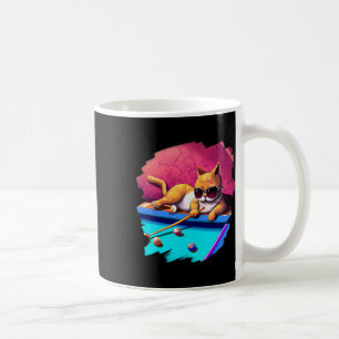 Caneca De Café Gato Jogando Piscina Bilhar No Salão Legal Engraça