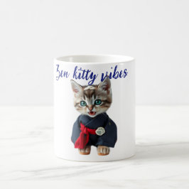 Caneca De Café 😻 Gato Kawaii em Quimono Azul - Arte em Estilo Ja