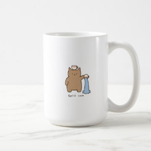 Caneca De Café Gato Kawaii Marrom Derramando Água Ilustração Engr