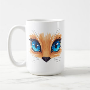 Caneca De Café Gato Kawaii Olhos Azuis Grandes Ilustração de Anim
