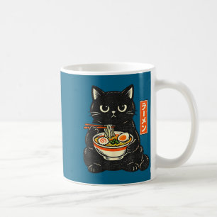 Caneca De Café Gato kawaii ramen japonês retrô comendo macarrão