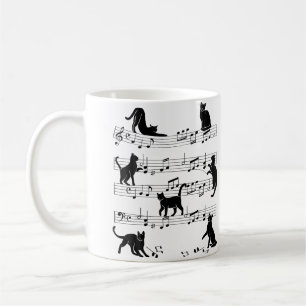 Caneca De Café Gato Kitty Tocando Clave de Música Piano Músico Ar