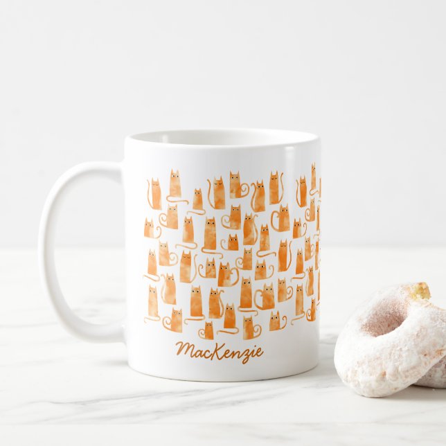 Caneca De Café Gato Laranja (Com Donut)