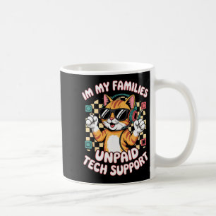 Caneca De Café Gato laranja de apoio técnico de PC engraçado não