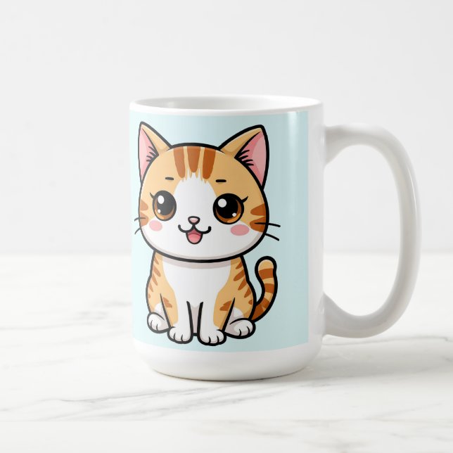 Caneca De Café Gato Laranja de Desenho Animado Fofo (Direita)