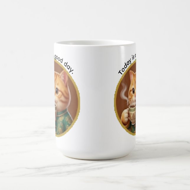 Caneca de Café Gato Laranja Fofo Hoje é um Bom Dia (Centro)