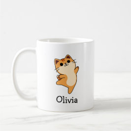 Caneca De Café Gato Laranja Fofo Nome Personalizado
