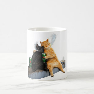 Caneca De Café Gato Laranja Gato Preto Fumando  Meme Vintage de D