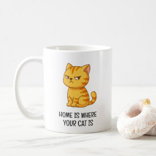 Caneca De Café Gato Laranja Mal-Humorado Listrado