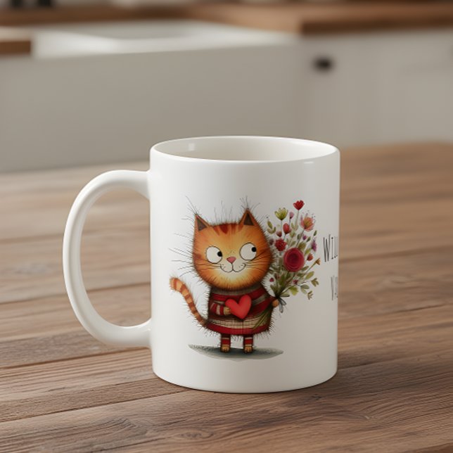 Caneca De Café Gato Laranja Tabby Você Será Meu Namorado? (Criador carregado)